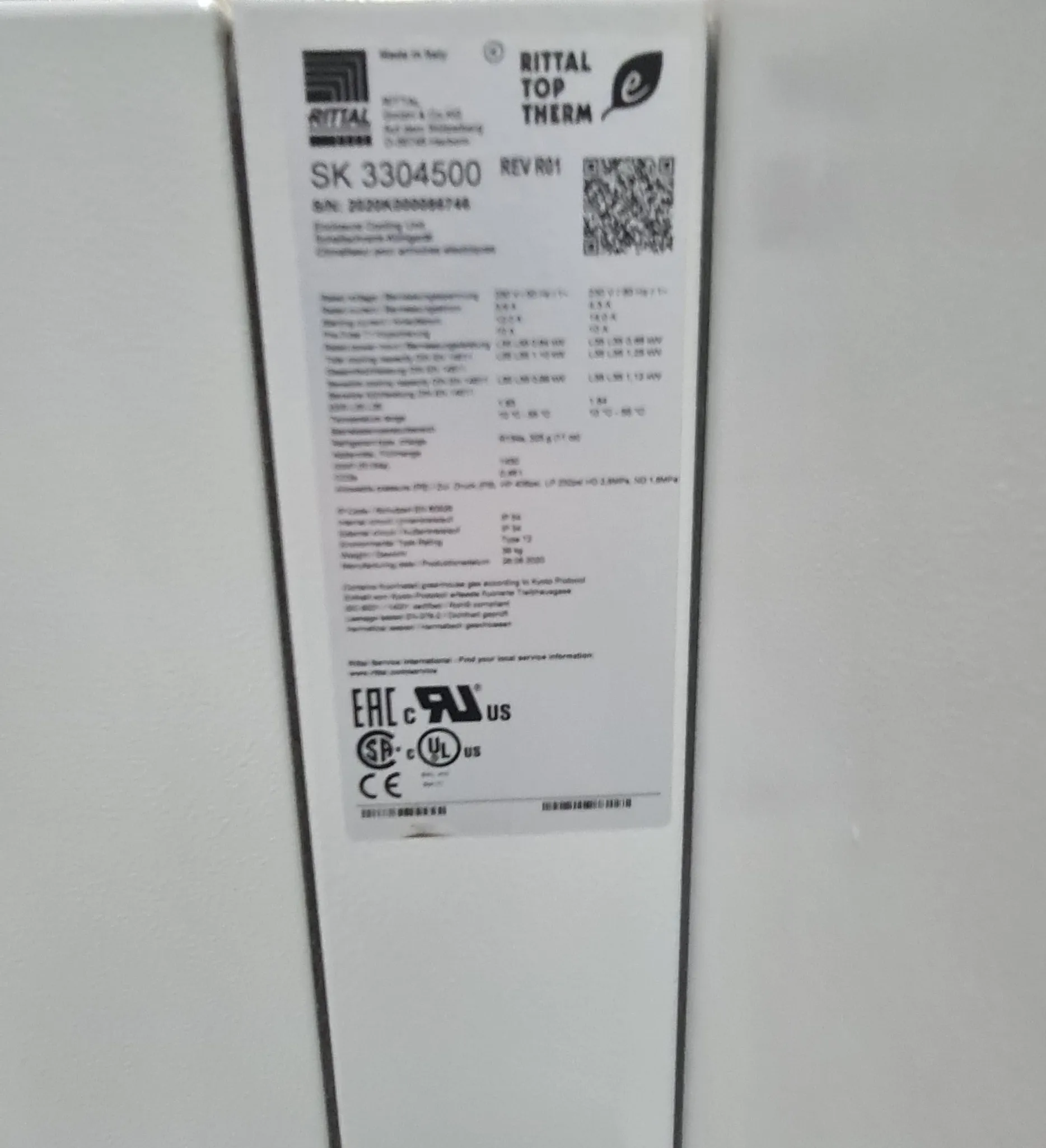 Rittal TopTherm cooling unit on a control cabinet